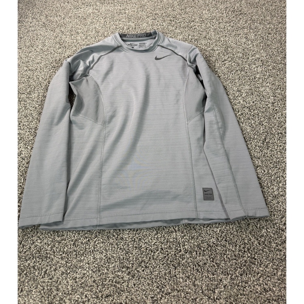 Nike Pro Combat Hyperwarm Dri-Fit Max Fitted Long Sleeve Shirt Size Medium Gray